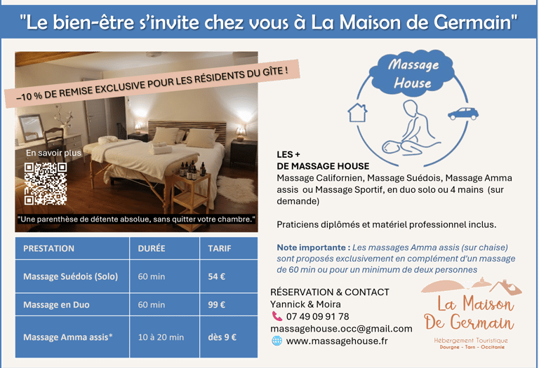 Tarif Massage Housse Partenariat La Maison de germain