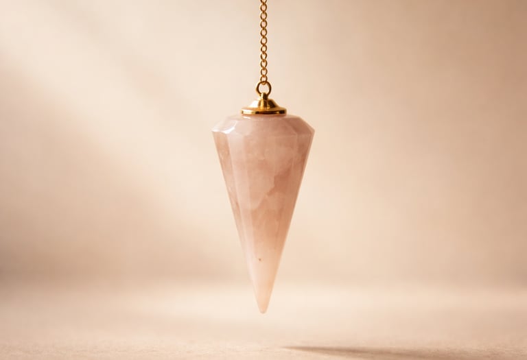 Péndulo de cuarzo rosa de limpieza energética