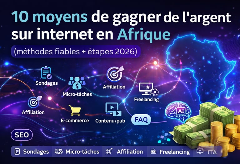 10 moyens de gagner de l’argent sur internet en Afrique : guide 2026 (sondages, affiliation, freelan