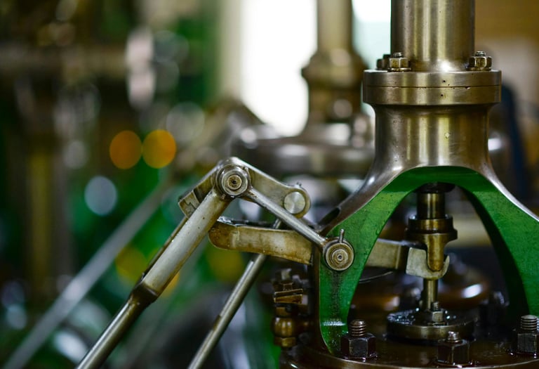 Pramoninės mašinos priartintas kadras