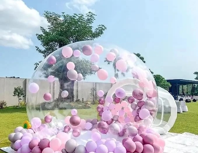 balionu burbulas su balionais viduje krikstynu dekoracija gimtadienis pramoga vaikams pripuciamas 