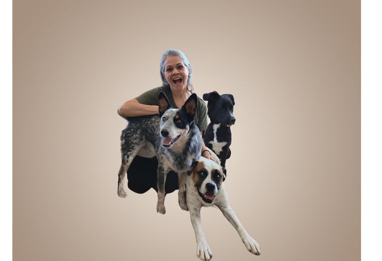 Reiki teacher with her animals