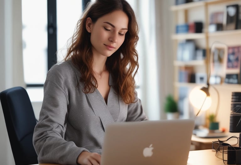 a woman sitting on a couch with a tablet