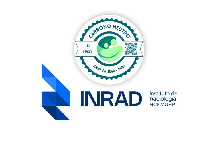InRad HCFMUSP logo with Carbono Neutro ABNT PR 2060 certification seal for sustainability.