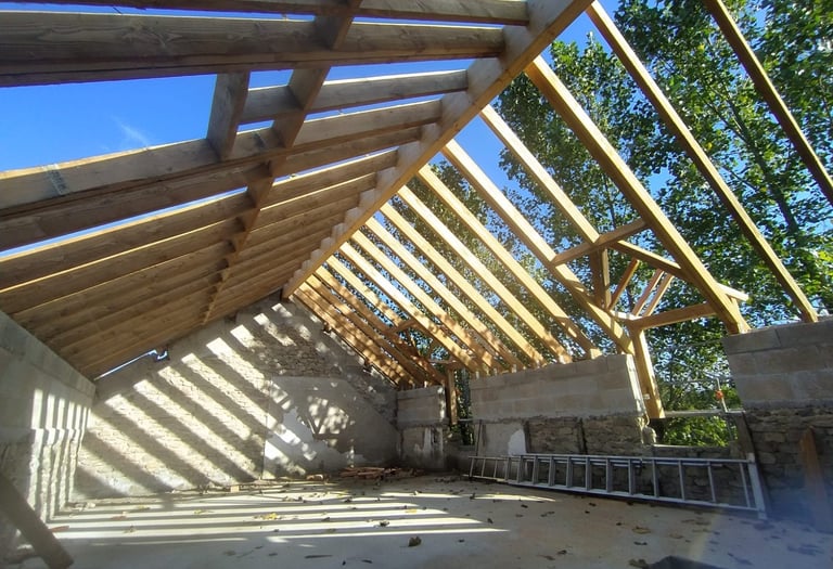Vue charpente Corrèze CCBC bois ossature