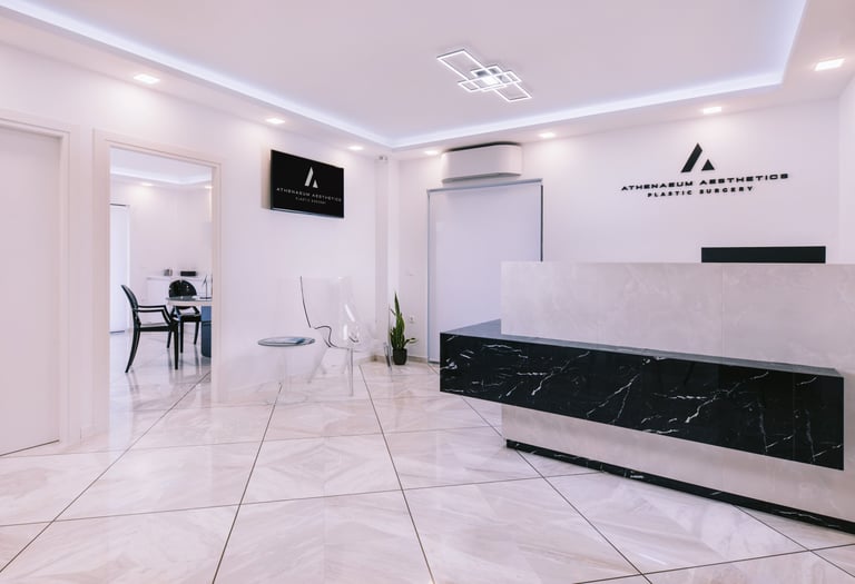 Reception area at Athenaeum Aesthetics in Vouliagmeni