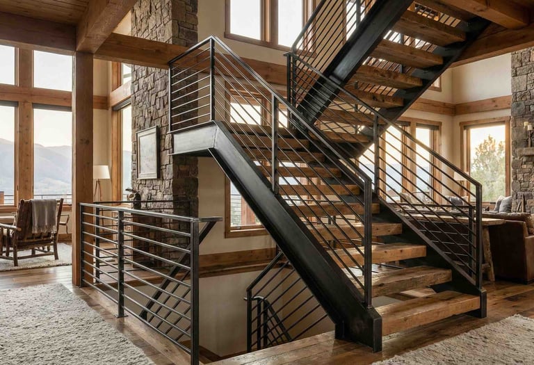 Custom welded staircase and railing
