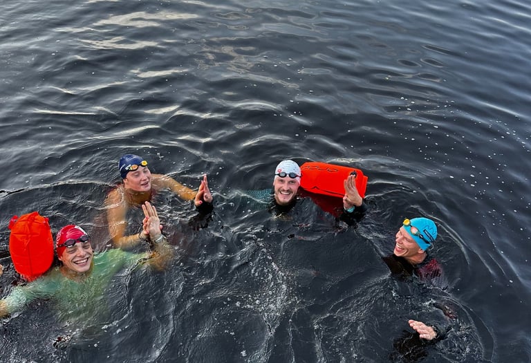 enduranceID team on the open water swim practice
