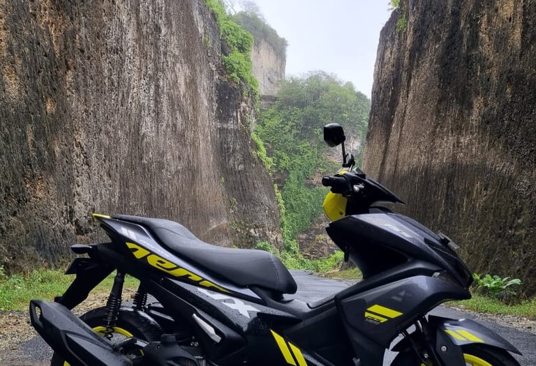 scooter with cliff view