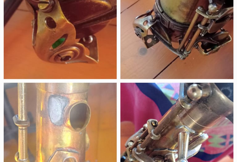 4 photos d'instruments avant et après réparation
