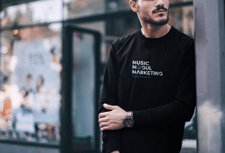 model wearing music mogul marketing brand