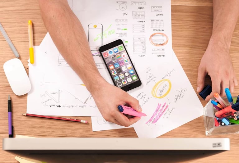 Person working on marketing material