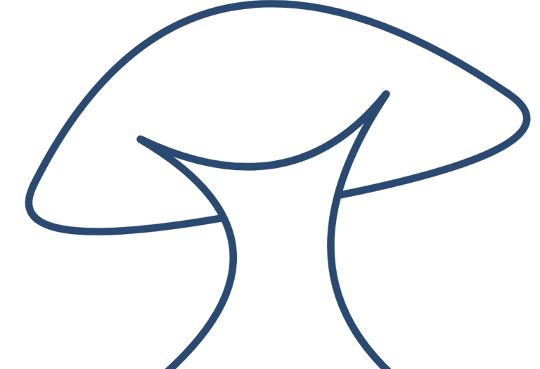 Logo de HONGUI que simboliza un hongo minimalista de color azul