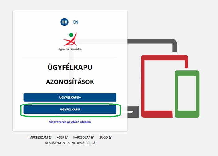 Ügyfélkapu+ regisztráció 1. lépés