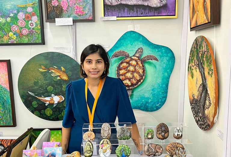 Indian contemporary nature and wildlife artist. Original stone paintings.