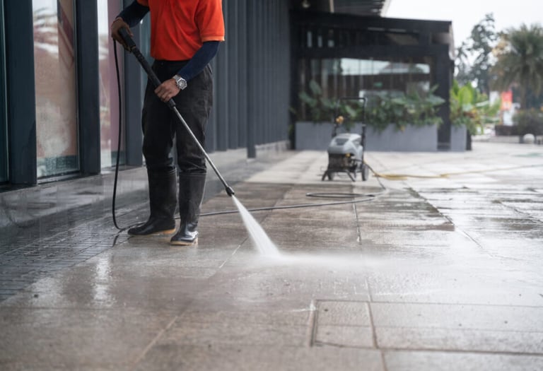 Expert floor polishing for spotless commercial cleaning by TOT Cleaning & Landscape Service sdn bhd.