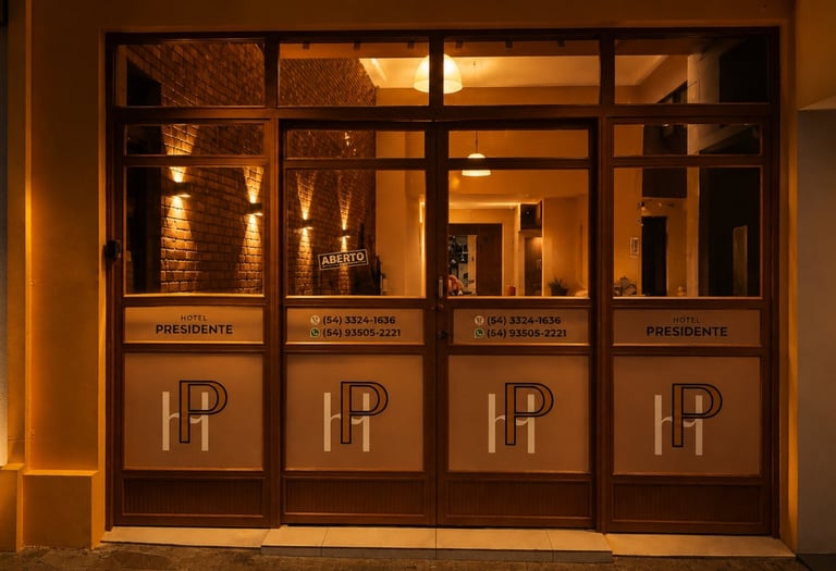 Fachada do Hotel Presidente em Ibirubá RS durante a noite