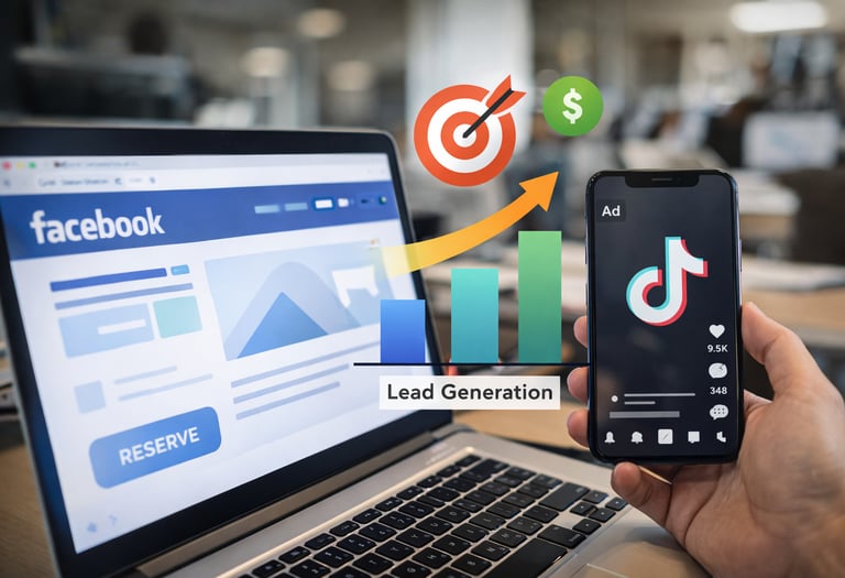 Paid advertising campaigns on Facebook and TikTok driving targeted traffic and lead generation