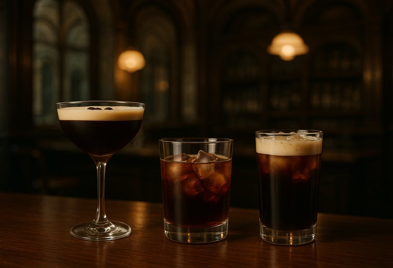 Espresso martini, cold brew, delicious and refreshment coffee specialty cocktails