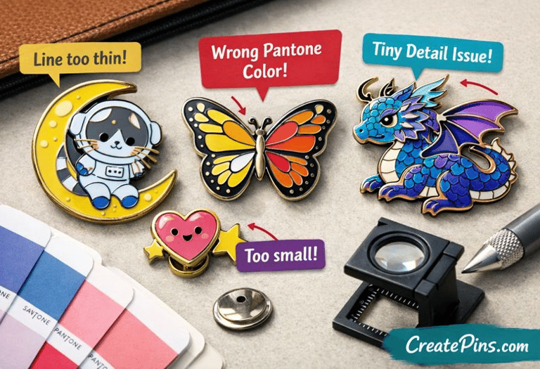Enamel pin production mistakes reviewed by a professional pin manufacturer