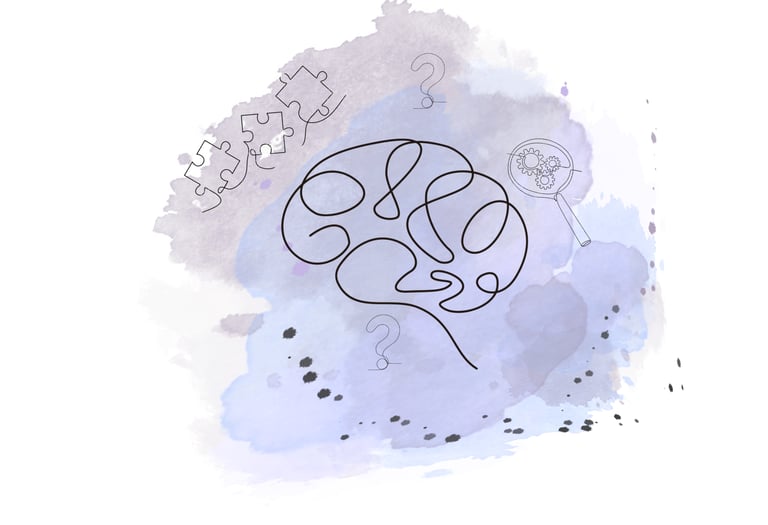 Cerveau dessiné en trompe l'oeil à l'aide d'un seul trait