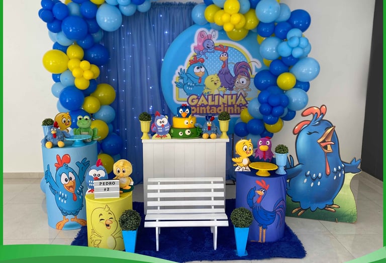 Aluguel de decoração infantil Galinha Pintadinha na Freguesia do Ó com mesa decorada temática 