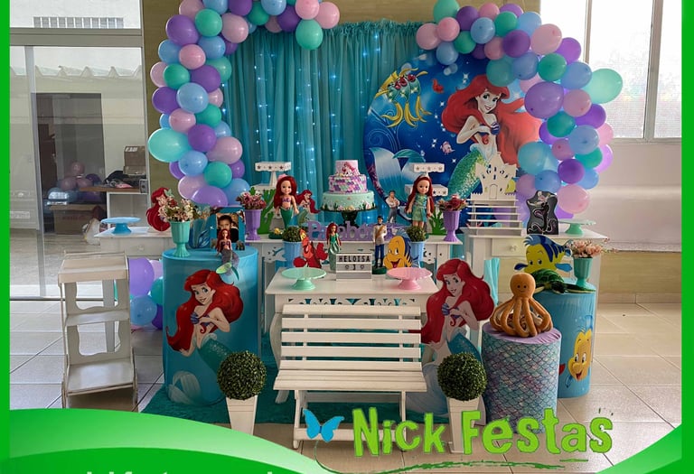 Aluguel de decoração infantil Pequena Sereia na Freguesia do Ó com mesa decorada temática