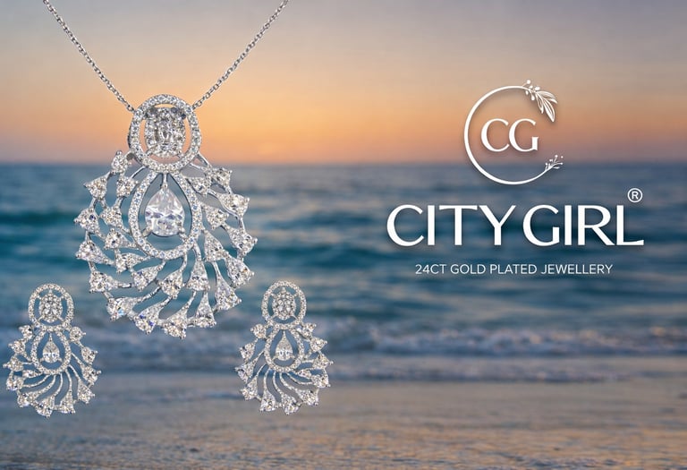 City Girl Rhodium Plated CZ Jewellery