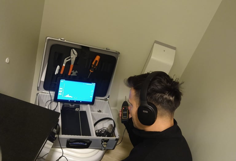 operario detectando fugas de agua