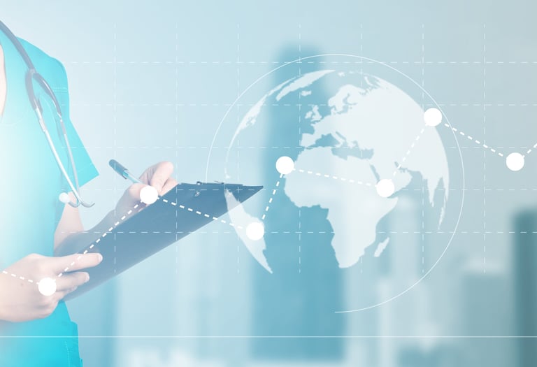 Profesional de la salud con informacion global