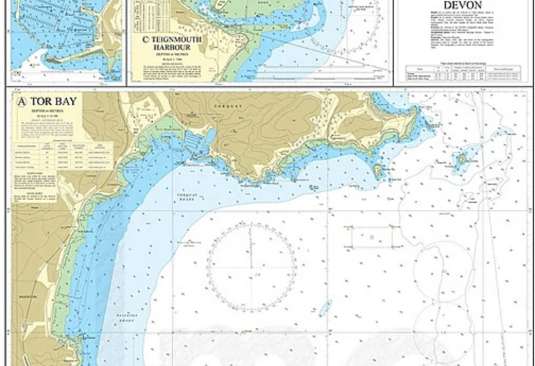 A chart showing South Devon harbours
