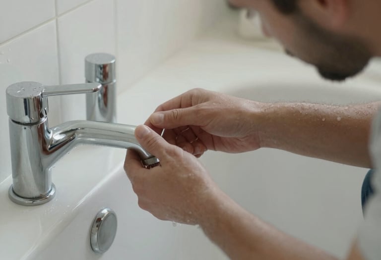 A skilled handyman repairing a wooden door frame in a cozy Cardiff home.