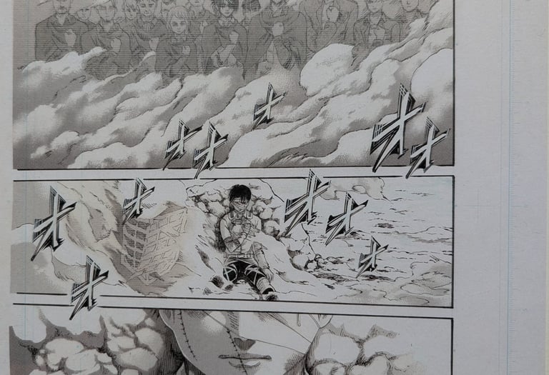 reproduction planche manga, genga, facsimilés l'attaque des titans, Hajime Isayama