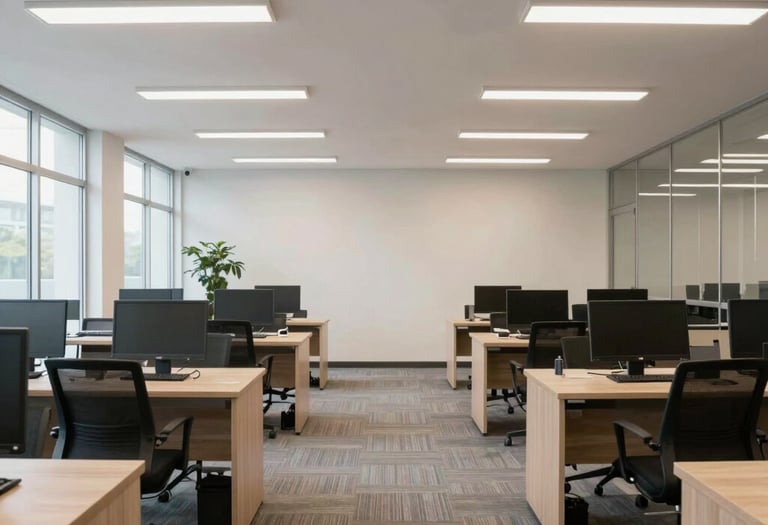 Professional cleaning team working together in a bright, modern home interior.