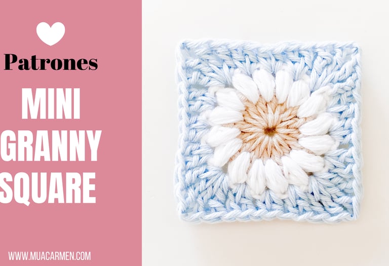tutorial de mini granny square de crochet