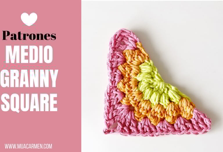 tutorial de medio granny square de crochet