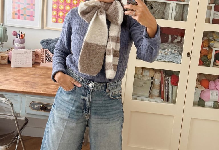 Patron crochet bufanda rayas lana