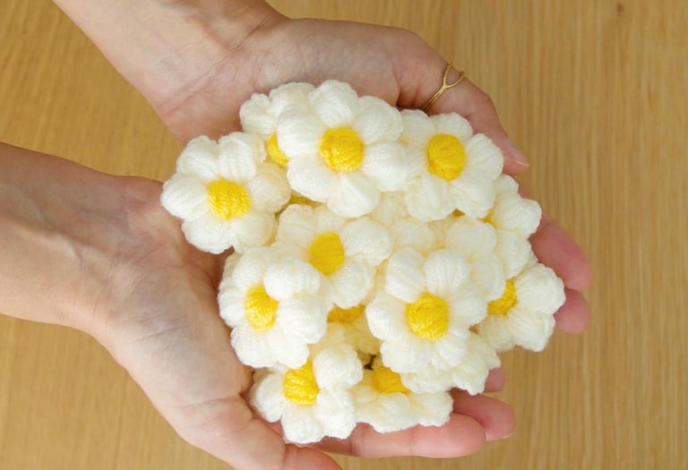 Patron crochet flores puff