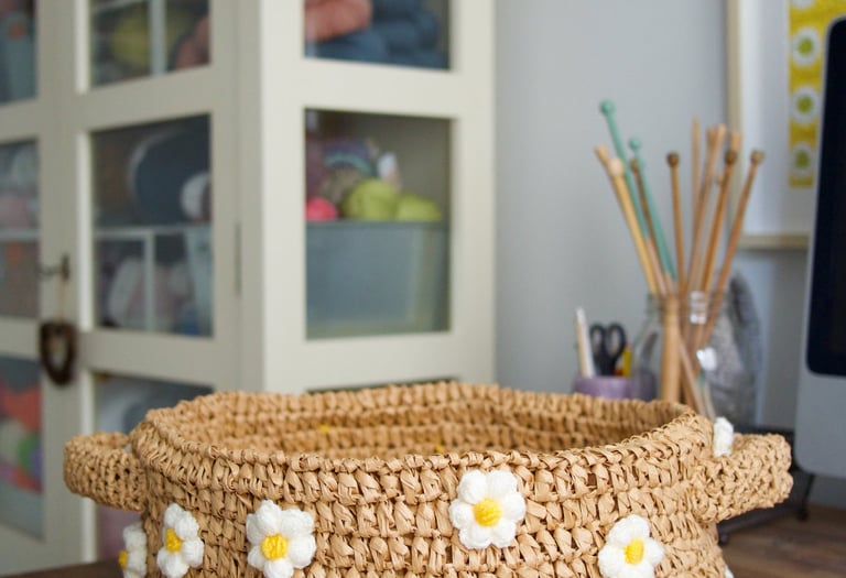 patron crochet cesta rafia