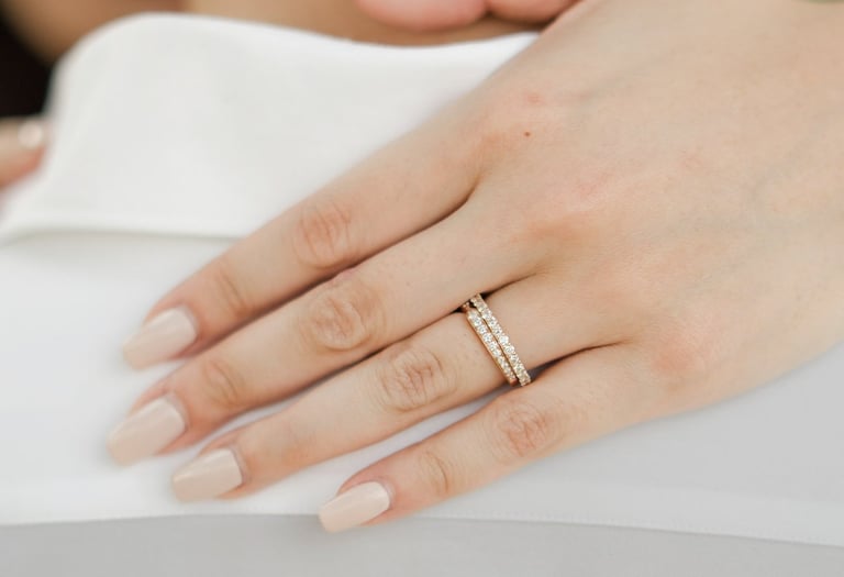 Close up of engagement ring during a romantic prewedding session at Apurva Kempinski Bali