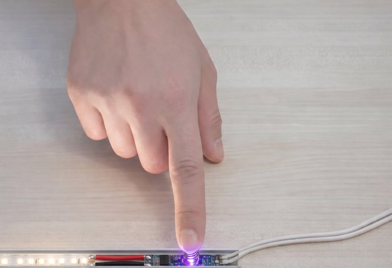 Instalación de sensor táctil capacitivo con muelle de alta sensibilidad.