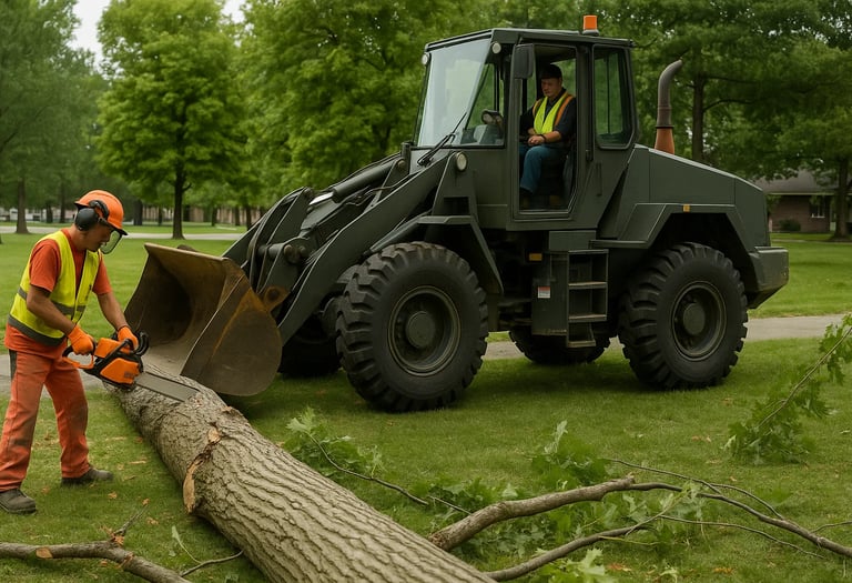 tree removal with tractor