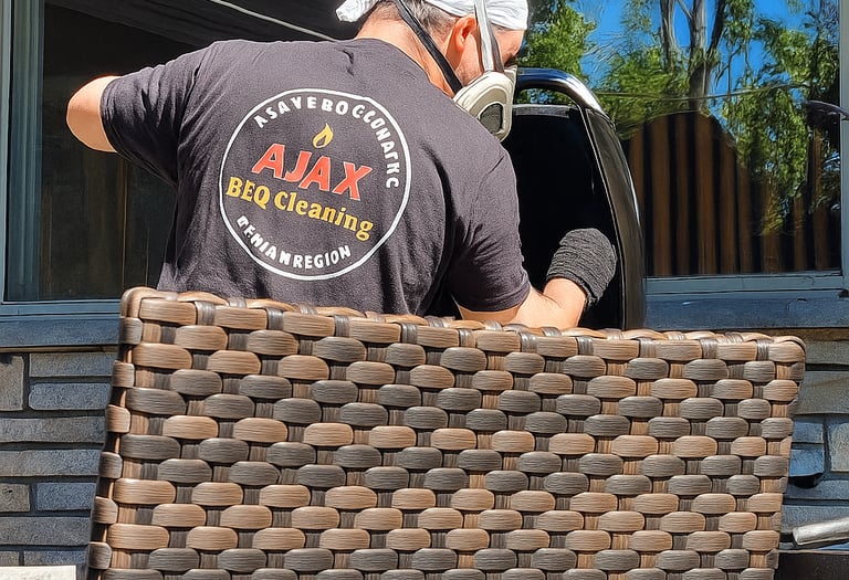 Our BBQ Pro Cleaning a 3 burner Grill 