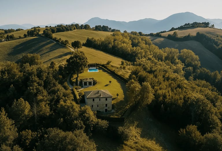 affitto villa in pietra con piscina Marche