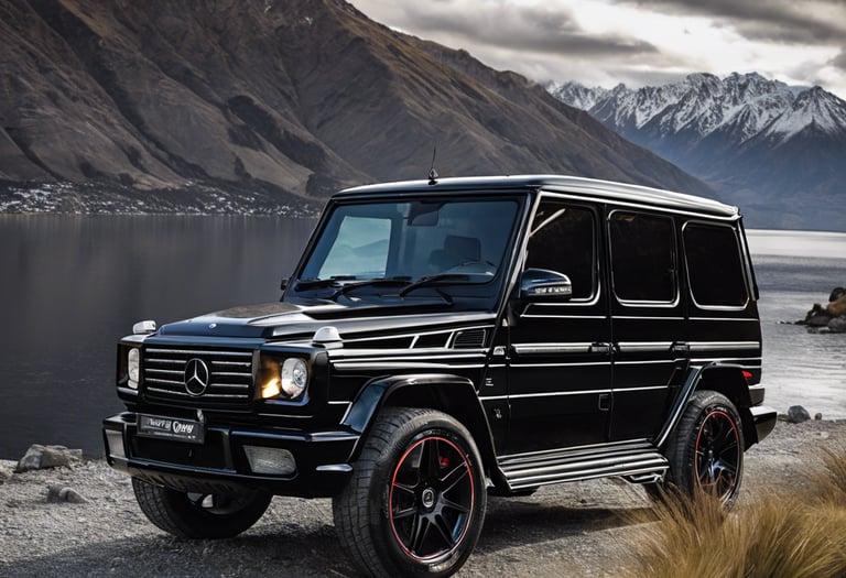 A Gwagon driving along Lake Whakatipu