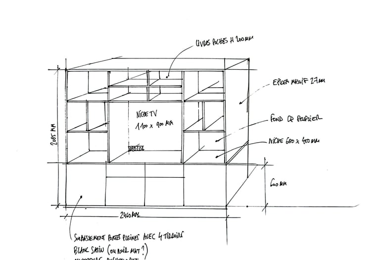 plan bibliothèque sur mesure