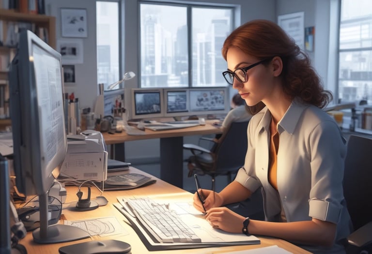 A warm, inviting workspace with modern design elements and natural light.