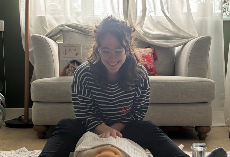 Laura Colli Franzone and Jojo during a baby massage class