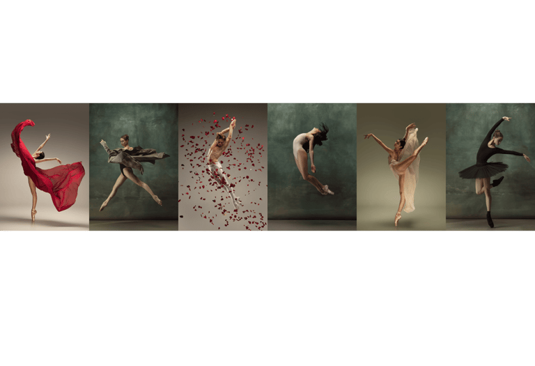 a group of dancers in a line of ballet dancers