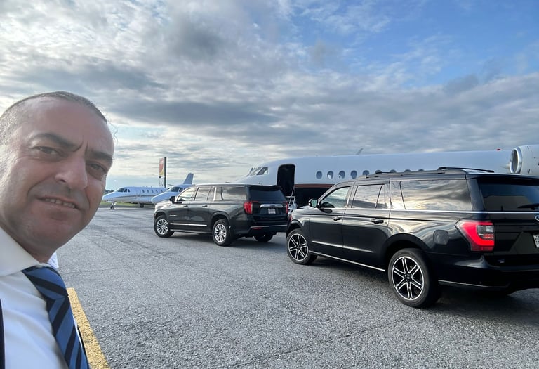 emilios limo standing in front of a plane